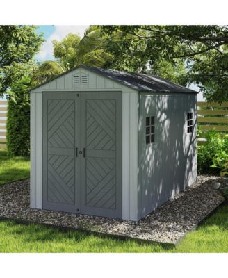 Durable Resin Outdoor Storage Shed With Floor And Double Doors