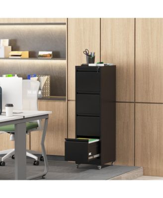 4 Drawer Locking Vertical File Cabinet on Wheels - for Home Office Organizer, Heavy-Duty Filing Storage Cabinet for Letters/Legal/A4