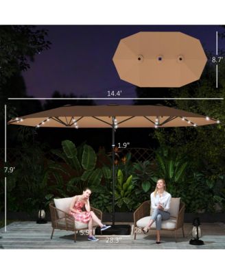 with Base,Patio Parasol with LED Solar