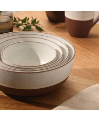 William Crest 4 Piece Nesting Serving Stoneware  Reactive Bowl Set,  5”, 6.25”, 7.5”, 9”, Prep & Serving Bowls