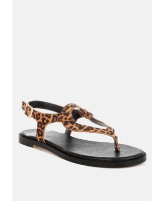 Venusa Leopard Print Buckled Flats