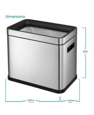9 Gallon Slim Kitchen Trash Can with Open Top for Commercial Use, Stainless Steel, Silver