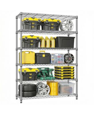6 Tiers Storage Shelves - Heavy Duty Metal Wire Shelving Unit, Adjustable Storage Rack for Garage, Warehouse, 2100 lbs Capacity, Chrome