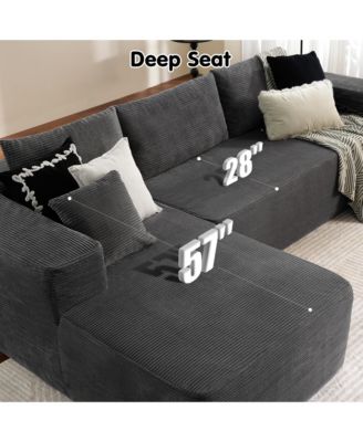 No Assembly Required Cloud Sectional Sofa, L-Shape Couch Chaise Lounge with Deep Seat and Wide Armrest for Living Room Bedroom