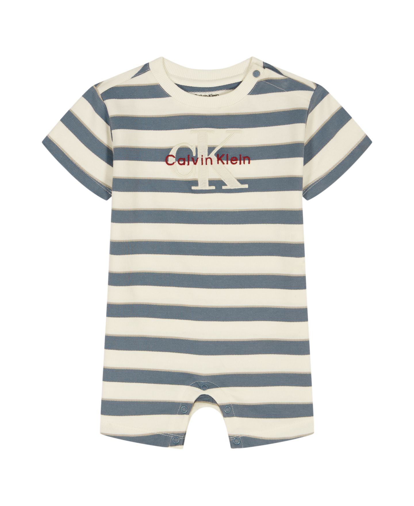 Комбинезон Calvin Klein French Terry Striped Crewneck Romper для мальчиков-малышей, цвет: Молочный / Серо-бежевый — фото 3