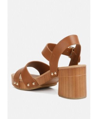 Womens campbell faux leather textured block heel sandals