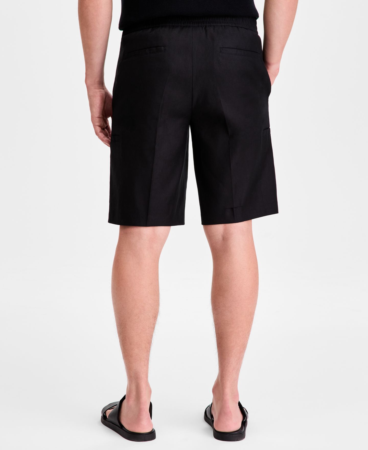 Мужские шорты Alfani Linen-Blend Utility Shorts, Macy's Exclusive, цвет: Глубокий чёрный — фото 3