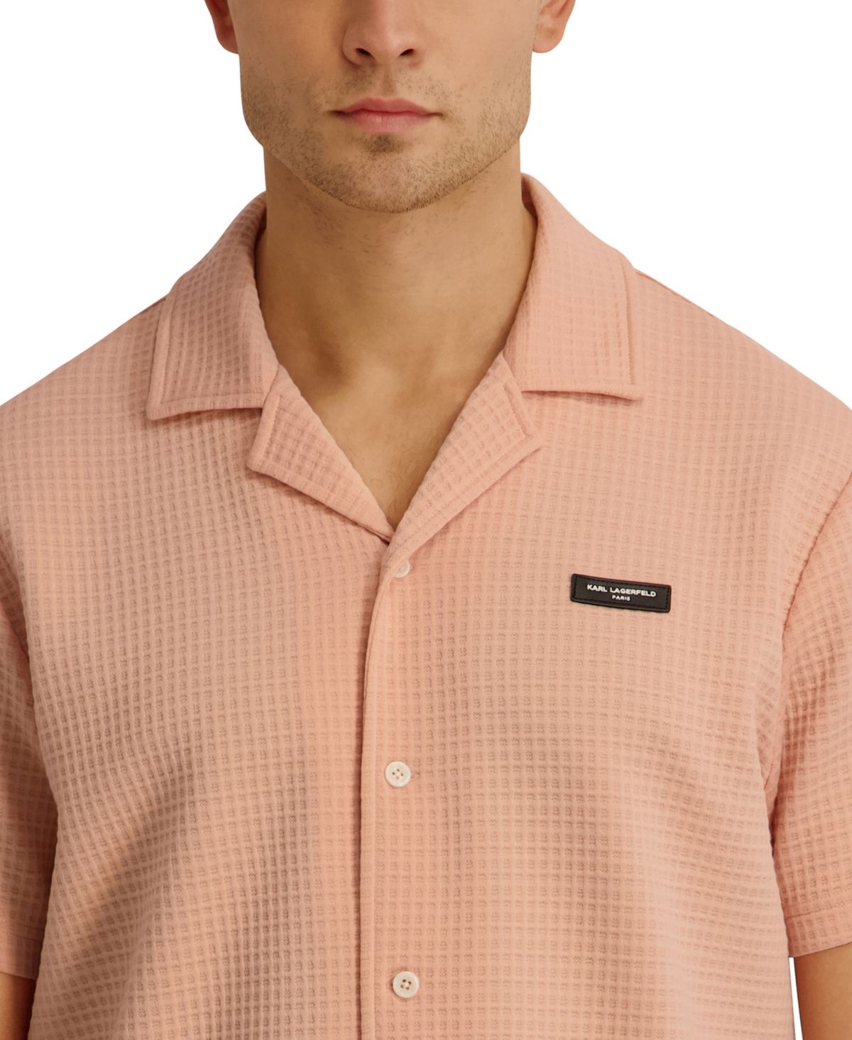 Karl Lagerfeld Paris Men's Textured Knitted Short-Sleeve Shirt