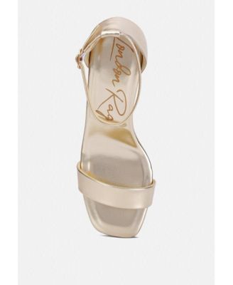 Womens Makena Metallic Block Heel Sandals