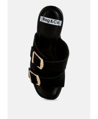 Rag and Co Womens Zoane Studded Dual Buckle Platform Clogs