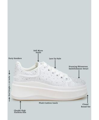 Womens Jitter Bug Rhinestones Embellished Chunky Sneakers