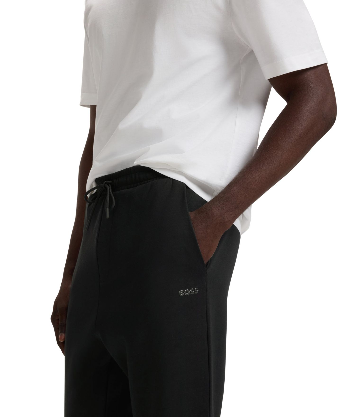 Мужские брюки Hugo Boss Logo Print Tracksuit Bottoms, цвет: Чёрный — фото 3