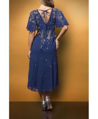Women's Floral Embellished Midi Dress