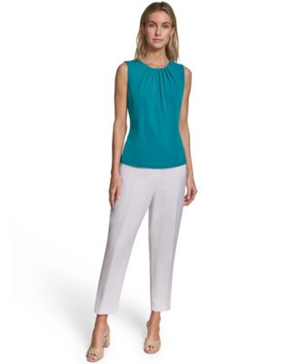 Women's Sleeveless Pleated Neck Camisole Top