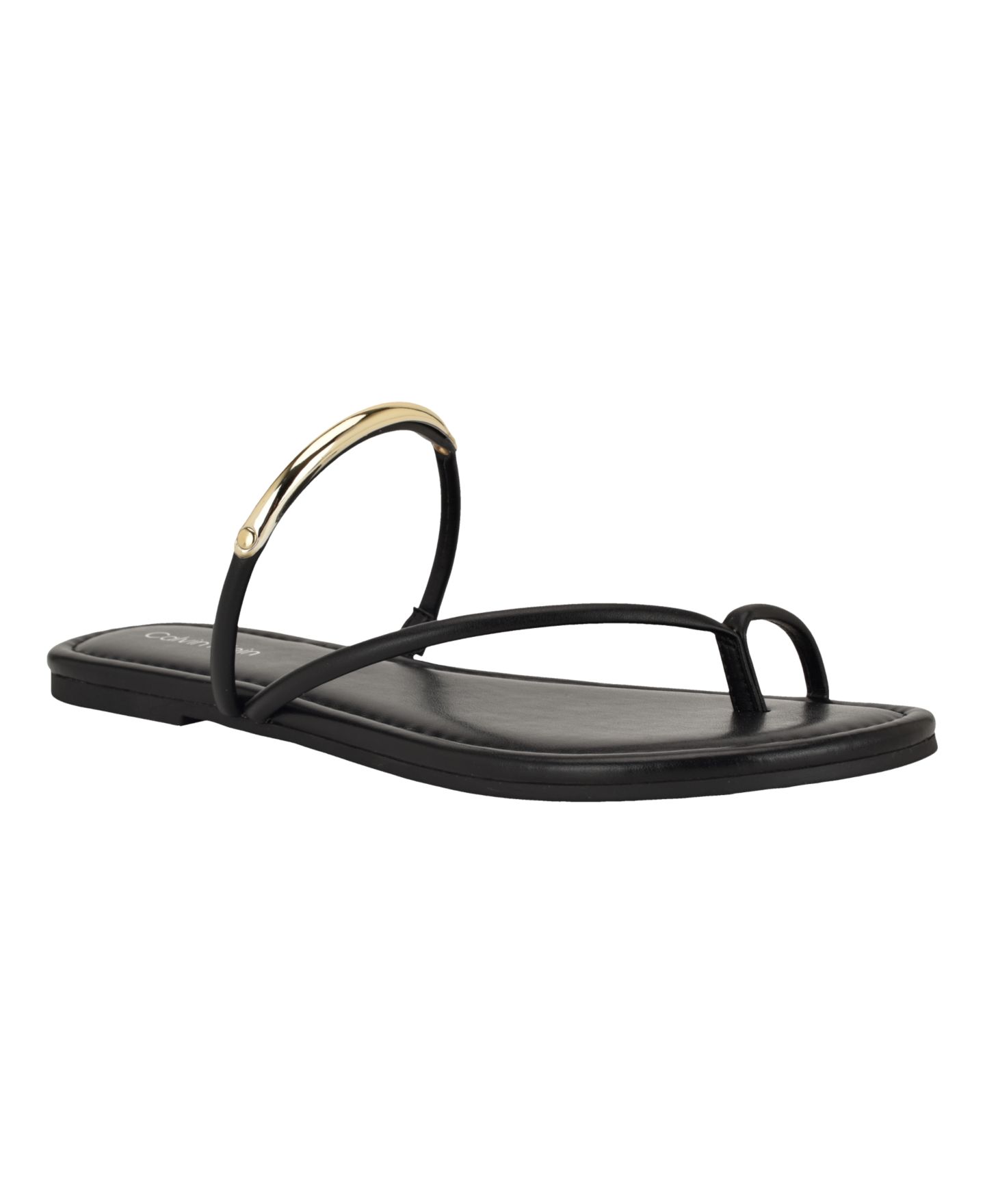 Женские сандалии Calvin Klein Bienna Strappy Ornamented Flat Slip-On, цвет: Чёрный — фото 1