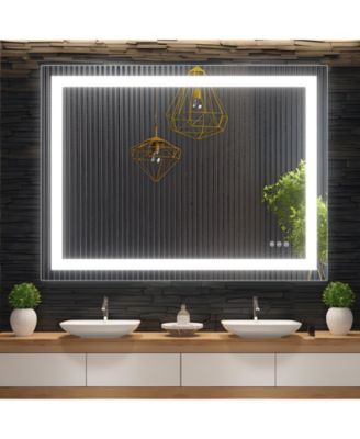 LED Bathroom Mirror with Front and Backlit Lights,Anti-Fog Lighted Vanity Mirror, Stepless Dimmable, 3-Color Modes