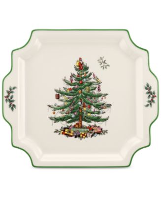 Spode Christmas Tree Square Handled Platter - Macy's