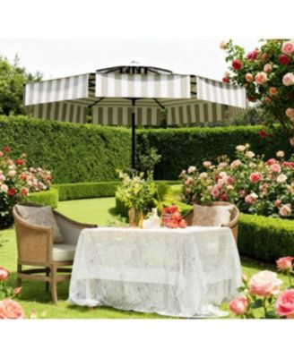 Outdoor Market Umbrella,Patio Umbrella,2-Tier Vented Patio Table Umbrella with Crank 8 Ribs,Tiltable Porch Umbrella,for Outdoor