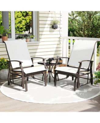 Patio Glider Chair Set of 2 with Ergonomic Seat and Back
