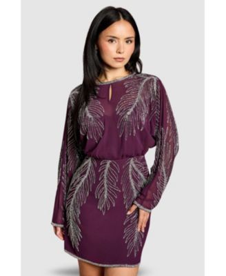 Women's Feather Embellished Mini Dress