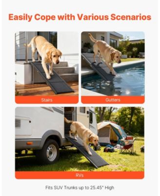 71" Folding Dog Ramp 17" Wide, Non-Slip Surface, Supports up to 250 lbs