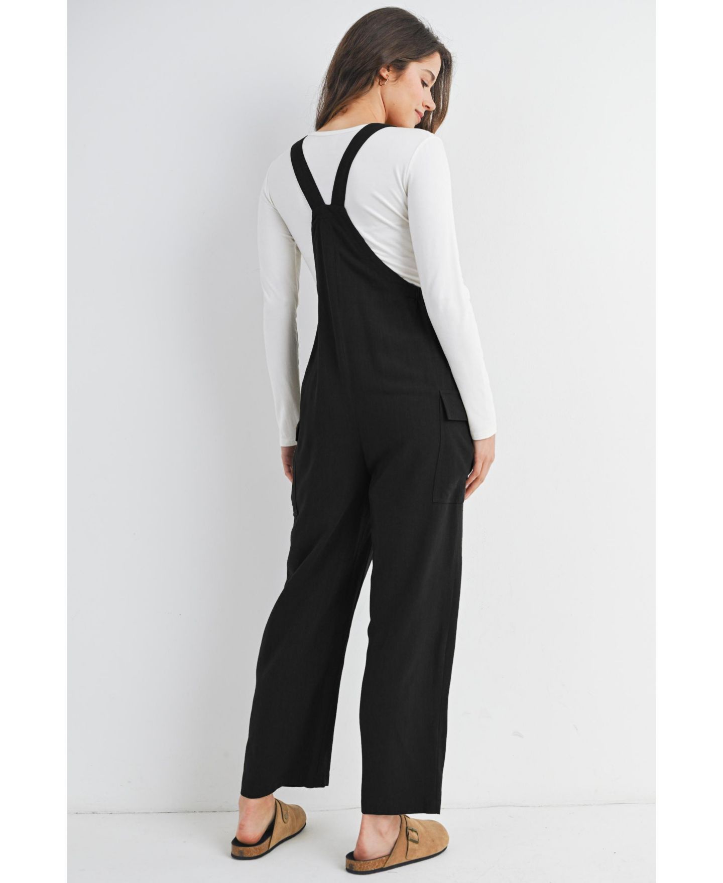 Женский комбинезон Hello Miz Maternity Straight Leg Adjustable Overalls, цвет: Чёрный — фото 2