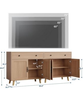 Buffet Cabinet Sideboard with 2 Drawer & 4 Doors, Accent Cabinet with Storage, Console Coffee Bar Table