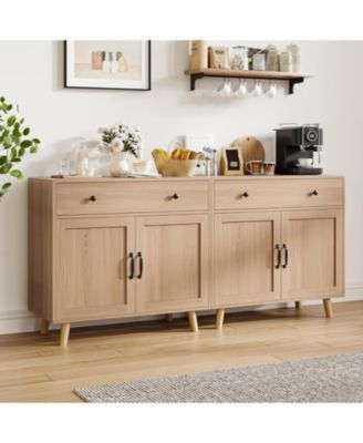 Buffet Cabinet Sideboard with 2 Drawer & 4 Doors, Accent Cabinet with Storage, Console Coffee Bar Table