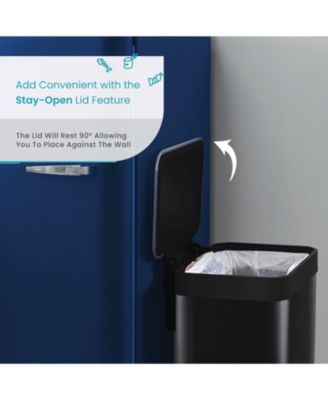 13 Gallon Kitchen Trash Can with Soft Close Lid, Liner-Free Stainless Steel Body