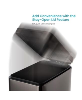 12 Gallon Slim Kitchen Trash Can with Soft Close Lid, Removable Liner, and Bag Tuck Band, Matte Black