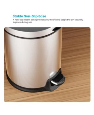 1.3 Gallon Bathroom Trash Can with Soft-Close Lid and Compact Stainless Steel Design