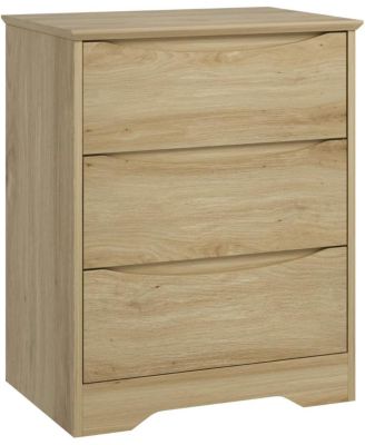Wooden Dresser with 3 Drawers, Tall Modern Closet with Deep Storage, Large Chest of Drawers with Wide Top, Long Storage Dresser for Bedroom