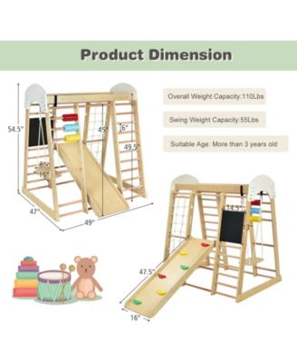 Indoor Playground Climbing Gym Wooden 8-in-1 Climber Playset for Children