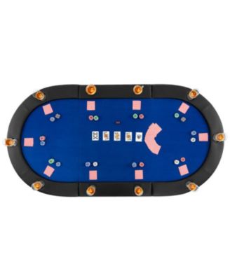 Portable 84 x 42 Inch 10-Player Foldable Padded Poker Table Top-Blue