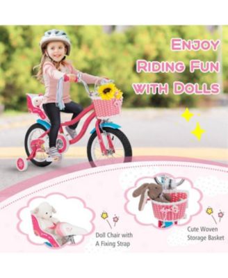 14 Inch Girls Bike with Doll Seat and Training Wheels for 3-5 Years
