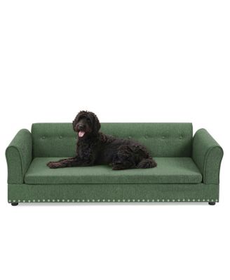 Modern Linen Dog Sofa Bed, Oversized Pet Furniture with Backrest