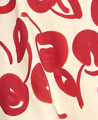 Juniors' Cherry Printed Sweetheart Neck Midi Dress