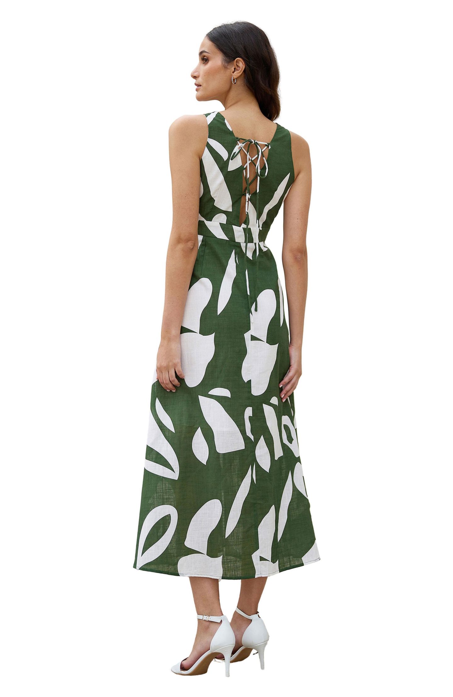 Женское платье Yumi Cotton Abstract Print Maxi, цвет: Зелёный — фото 2