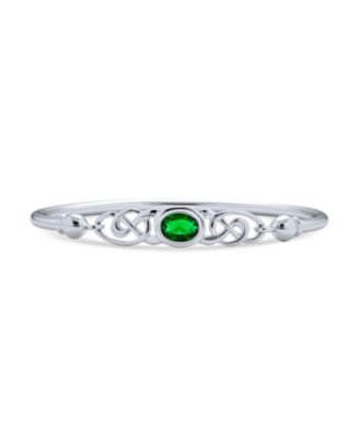 Romantic Infinity Love Knot Celtic Bangle Bracelet Green Red CZ .925 Sterling Silver