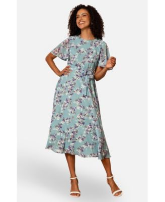 Women's Blossom Print Midi Skater Dress