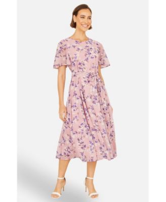 Women's Blossom Print Midi Skater Dress