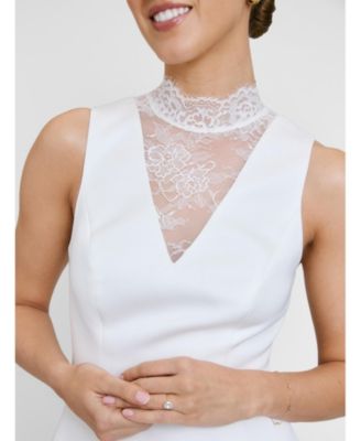 Women's Lace High Neck A-line Mini Dress