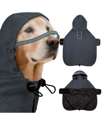 Waterproof Windproof Dog Rain Jacket with Hood for Active Breeds - Breathable Mesh Lining