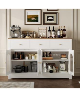  Buffet Cabinet with Storage, Modern Sideboard with Arched Acrylic Fluted Doors & 3 Drawers