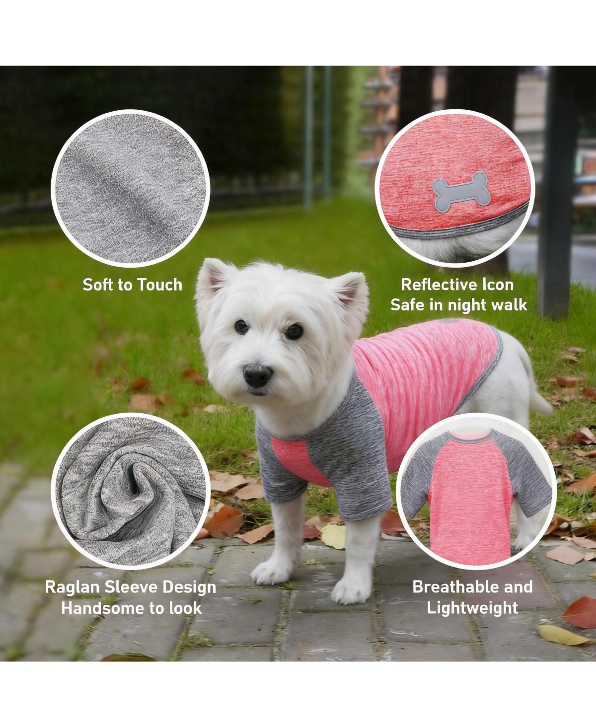 Aronkl 2-Pack Lightweight Athletic Dog T-Shirt with Reflective Label for Outdoor Use