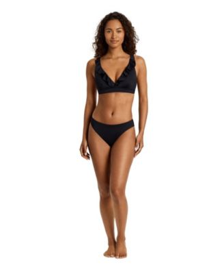 Women's Dark Navy Ruffle Underwire Bralette Swimsuit Top