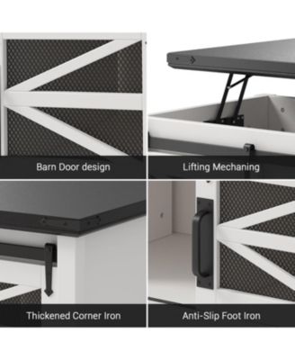  Lift Top Coffee Table, Multifunctional Table with Sliding Barn Door, Hidden Storage Compartment, Lifting Tabletop, Adjustable Shelf