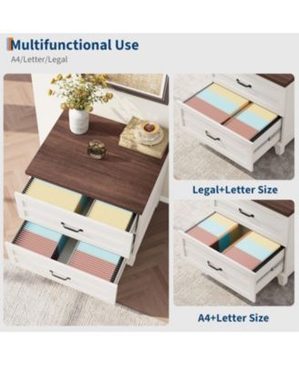 2 Drawers Lateral File Cabinet with Deepened Tabletop, Farmhouse Wood Large Filing Cabinet for Legal/Letter File wHanging Rod, Sturdy Frame