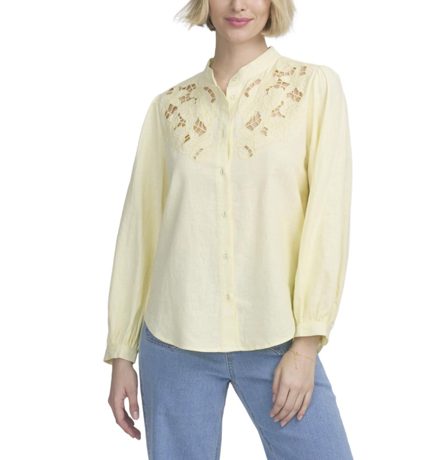 Женская рубашка ELLE Collection Lace Yoke, цвет: Сливочный — фото 1