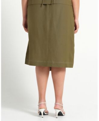 Plus Size Women' s Sonnet Linen Summer Wrap Midi Skirt